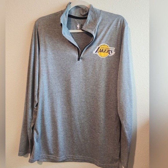 NBA Los Angeles LA Lakers Ultra Game‎ Quarter 1/4 Zip Pullover Grey Mens Small - Picture 1 of 5